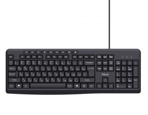 Клавиатура USB 113 кл., мембранная, черная, Windows XP/Vista/7/8/10, MacOS Filum FL-KB10-BK