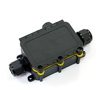 Коробка распределительная ОП 131х80х37 3-вводная IP68 ПА66 40А 450В d3.5-12мм с откидной крышкой черн. Промрукав PR08.13152