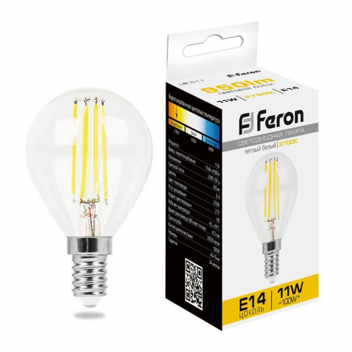 Лампа светодиодная LB-511 11Вт прозрачная 2700К E14 230В FERON 38013