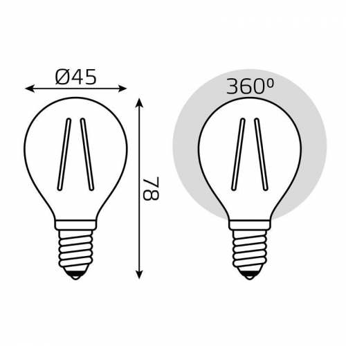 Лампа светодиодная филаментная Filament Elementary 8Вт шар 2700К Е14 510лм GAUSS 52118 фото 6