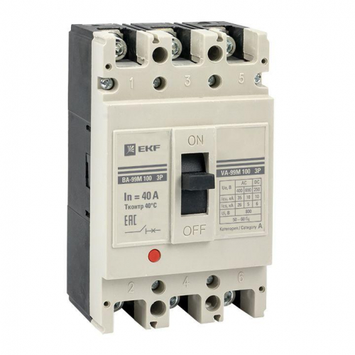 Выключатель автоматический 3п 100/40А 35кА ВА-99М PROxima EKF mccb99-100-40m фото 4