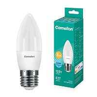 Лампа светодиодная LED12-C35/845/E27 12Вт свеча матовая 4500К бел. E27 220В Camelion 13690