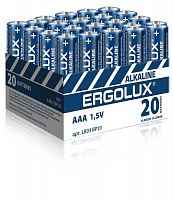 Элемент питания алкалиновый AAA/LR03 1.5В Alkaline BP-20 ПРОМО (уп.20шт) Ergolux 14674
