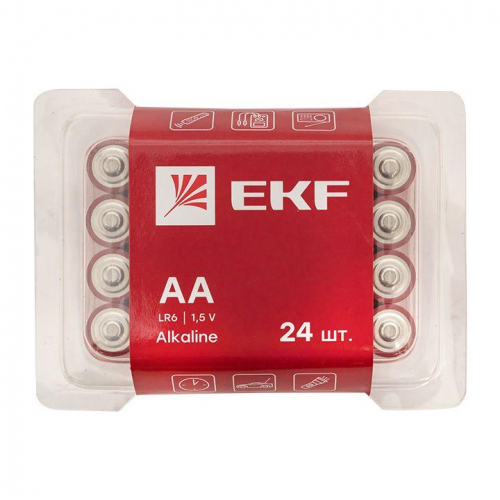 Элемент питания алкалиновый AA/LR6 пластик. бокс (уп.24шт) EKF LR6-BOX24 фото 2