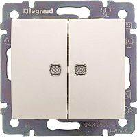 Механизм переключателя проходного 1-кл. СП Valena 16А IP31 250В с зел. подсветкой бел. Leg 774203