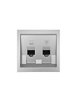 Розетка компьютерная + телефонная СП ZIMA IP20 механизм сер. матов. LEZARD 704-7488-143