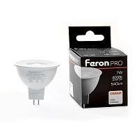 Лампа светодиодная LB-1607 7Вт MR16 4000К G5.3 230В с линзой 38град. FERON 38180