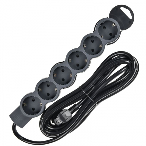 Удлинитель STANDARD У06 6 мест 5м 3х1.5кв.мм 16А черн. IEK 695051 фото 2