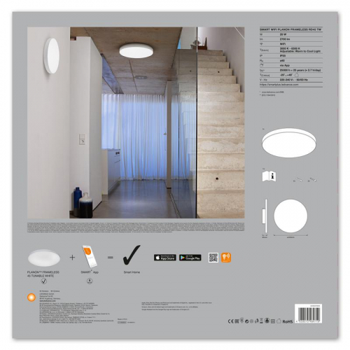 Светильник светодиодный SMART WIFI PLANON FRAMELESS RD45 TW LEDVANCE 4058075484719 фото 5