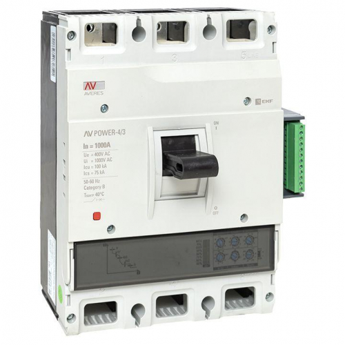 Выключатель автоматический 1000А 100кА AV POWER-4/3 ETU2.2 AVERES EKF mccb-43-1000H-2.2-av фото 2