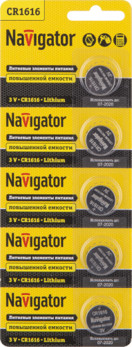 Элемент питания литиевый 94 779 NBT-CR1616-BP5 (блист.5шт) Navigator 94779