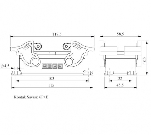 Розетка 4-фиксатора для панели 6п 35А EMAS EBM606PM44 фото 2