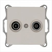 Розетка телевизионная оконечная TV + FM 2-м Ф9.5мм механизм тауп Jasmart G6204T