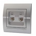 Розетка компьютерная 2-м СП Deriy RJ45 серебр. метал. LEZARD 702-2828-141