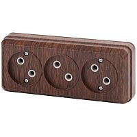 Розетка 3-м ОП Quadro 2-205-10 16А IP20 250В 3х2P венге Intro Б0053815