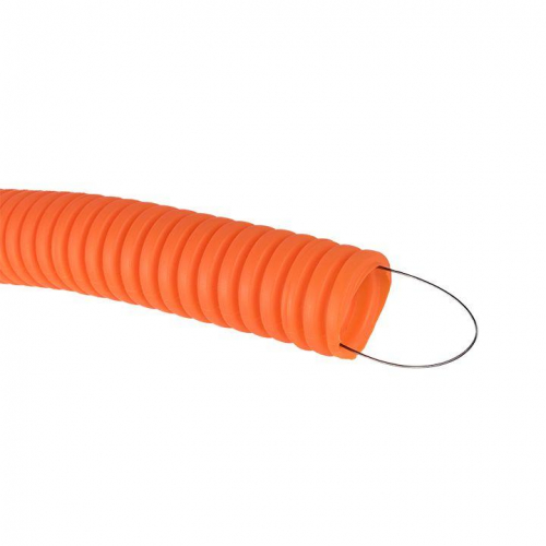 Труба гофрированная ПНД d25мм с протяжкой оранж. (уп.75м) Plast PROxima EKF tpnd-25-o фото 2