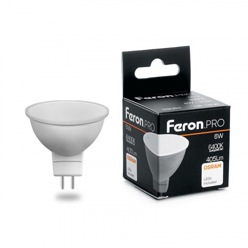 Лампа светодиодная LB-1606 6Вт MR16 6400К G5.3 230В FERON 38085