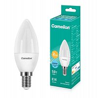 Лампа светодиодная LED5-C35/845/E14 5Вт свеча матовая 4500К бел. E14 415лм 220В Camelion 12032