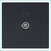 Розетка телевизионная оконечная TV 1-м СП FD Ф9.5мм с накладкой механизм черн. матов. soft touch Jasmart FD6001PBM