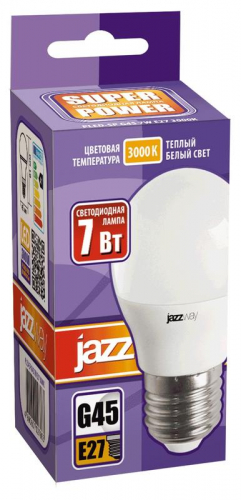 Лампа светодиодная PLED-SP 7Вт G45 шар 3000К тепл. бел. E27 540лм 230В JazzWay 1027863-2 фото 2