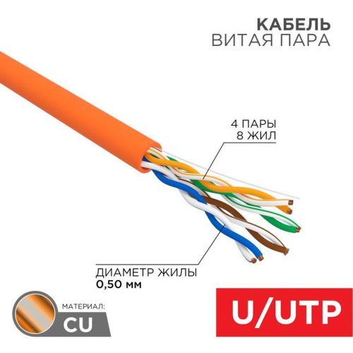 Кабель UTP 4PR 24AWG CAT5e 305м нг(А)-HF | 01-0049 | REXANT фото 6