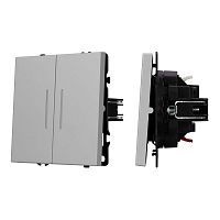 Механизм выключателя двухклавишный непроходной LED SWT-NOBE-MK02-SFPL-L-IS (230В 10А) никель Arlight 059418
