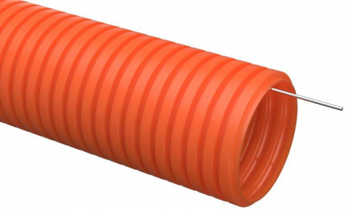 Труба гофрированная тяжелая ПНД d16мм с протяжкой оранж. (уп.100м) IEK CTG21-16-K09-100