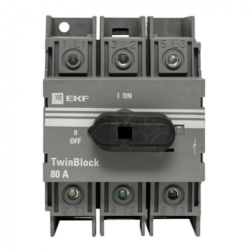Рубильник 3п 80А с рукояткой управления для прямой установки TwinBlock PROxima EKF tb-80-3p-f фото 2