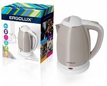 Чайник ELX-KS02-C18 нерж.сталь/пластик 1.8л 160-250В 1500-2300Вт бежево-бел. Ergolux 13121