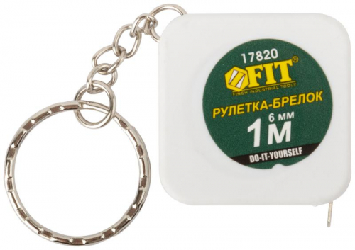 Рулетка-брелок 1мх6мм квадратн. бел. FIT 17820 фото 2