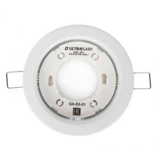 Светильник точечный GX-53-01 220В встраив. метал. бел. Ultraflash 14055 фото 3