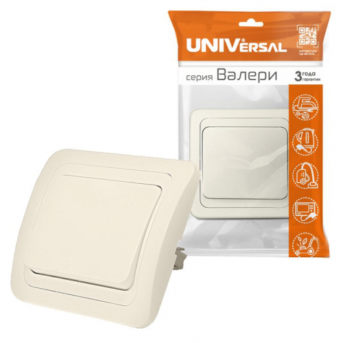 Выключатель 1-кл. СП Валери 10А IP20 сл. кость UNIVersal Б-В0021 фото 3