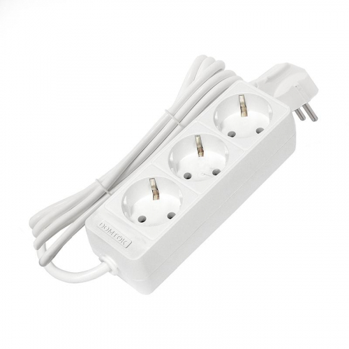Удлинитель 3х3м с заземл. 16А IP20 3.5кВт ПВС 3х1 бел. DOMTOK 2391 фото 3