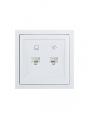 Розетка компьютерная + телефонная СП ZIMA IP20 механизм бел. LEZARD 704-0288-143
