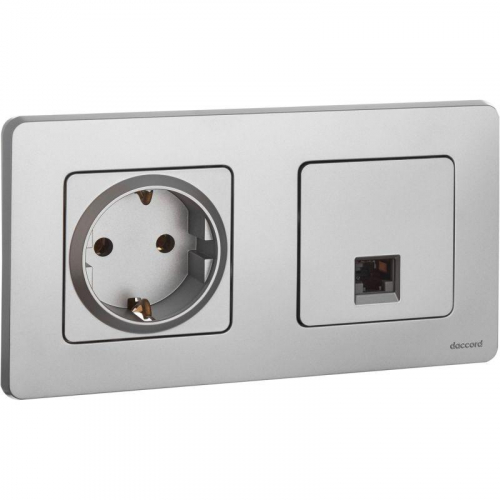 Розетка компьютерная Inspiria RJ45 кат.5E UTP алюм. IEK 673827 фото 2