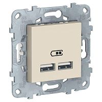 Розетка USB 2-м Unica New тип A+A 5В/2100мА механизм беж. SchE NU541844