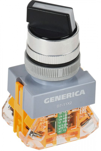 Переключатель D7-11X2 2 полож. 1НО+1НЗ черн. GENERICA BSW50-11X2-3-21-2-K02-G