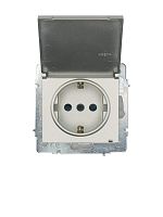 Розетка 1-м СП VESNA 16А IP44 с заземл. с крышкой ПБТ механизм титан. LEZARD 742-3788-123BIPCH