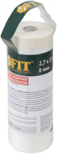 Пленка укрывная с клейкой лентой 8мкм 2700ммх15м FIT 11871 фото 3
