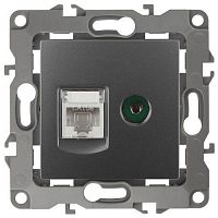 Розетка компьютерная + телевизионная Эра12 12-3110-12 RJ45 + TV IP20 графит Эра Б0027447