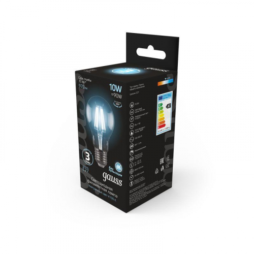 Лампа светодиодная филаментная Black Filament 10Вт A60 грушевидная 4100К нейтр. бел. E27 970лм GAUSS 102802210 фото 3