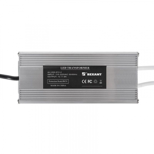 Источник питания LED 220В 12В 72Вт с проводами влагозащ. IP67 Rexant 200-072-2 фото 2