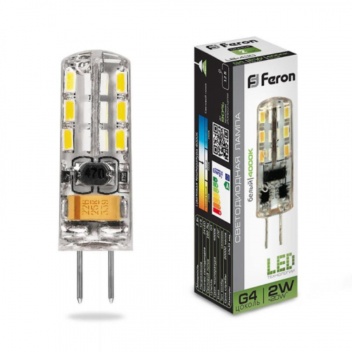 Лампа светодиодная LB-420 2Вт JC 4000К G4 12В FERON 25448