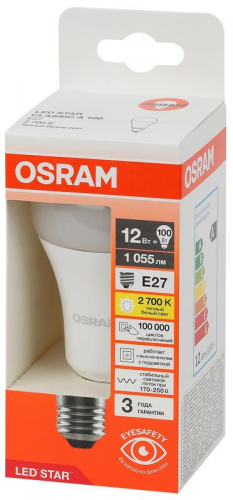 Лампа светодиодная LED Star 12Вт грушевидная 2700К E27 1055лм (замена 100Вт) OSRAM 4058075695290 фото 3