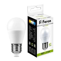 Лампа светодиодная LB-750 11Вт G45 шар 4000К E27 230В FERON 25950
