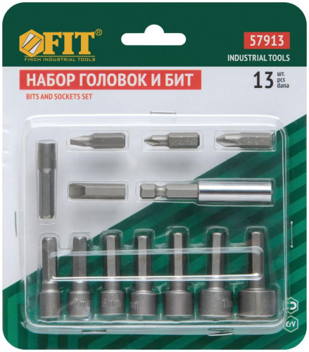 Набор бит и головок 13шт FIT 57913 фото 2