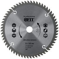 Диск пильный для циркулярных пил по ламинату 185х20/16х60T FIT 37774