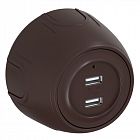 Розетка USB 2-м Rotondo с подсветкой корич. OneKeyElectro 7700898