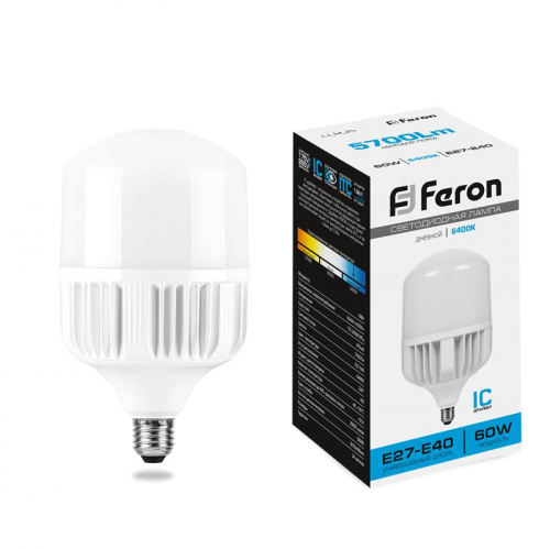 Лампа светодиодная LB-65 60Вт T120 6400К E27-E40 230В FERON 25782