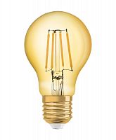 Лампа светодиодная филаментная Vintage 1906 LED CL A FIL GOLD 63 non-dim 7.5W/825 7.5Вт тепл. бел. E27 (замена 63Вт) зол. OSRAM 4058075293359